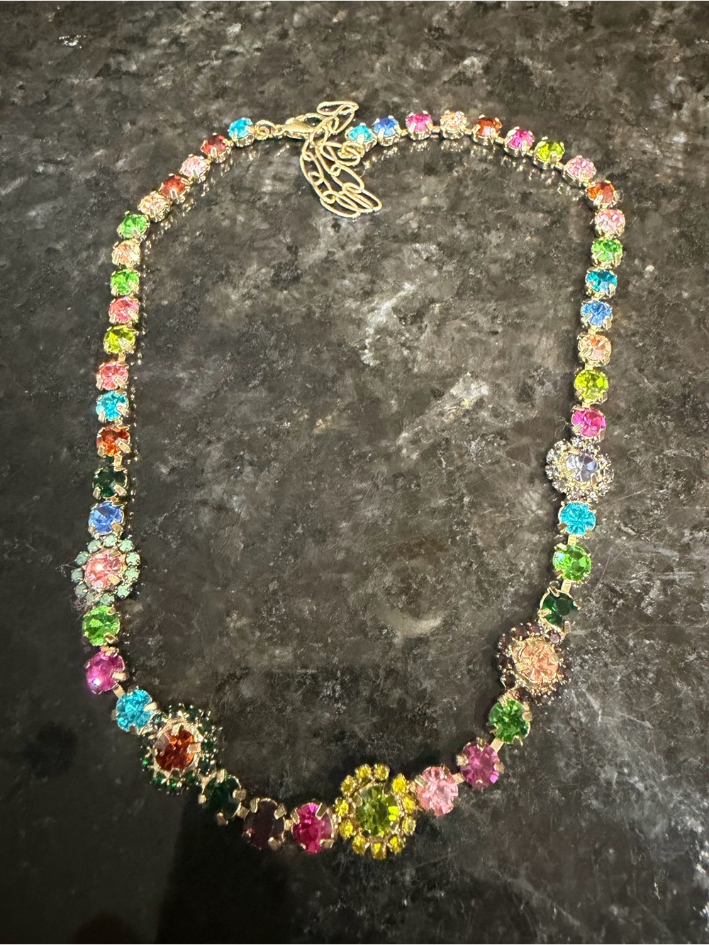 Multicolor Crystal Flower Necklace - Women Jewelry